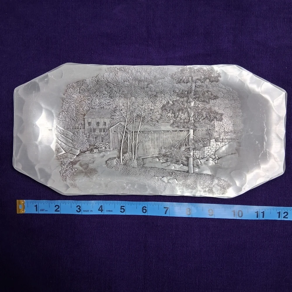 Vintage Wendell August Forge McConnell's Mill Covered Bridge Tray